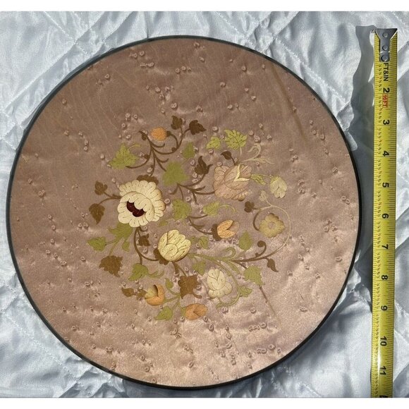 Rare Notturno Intarsio Inlaid Wood Works Factory Wall Plaque Floral Design - Picture 6 of 7